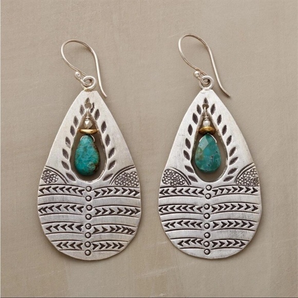 ⭐️ New Boho Turquoise  Teardrop Earrings - Picture 1 of 2